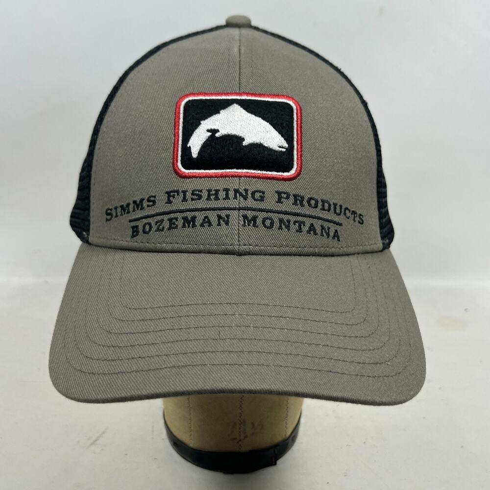 SIMMS Hat Mens OS Trout Icon Trucker Cap Fishing Bozeman Montana Snapback Gray